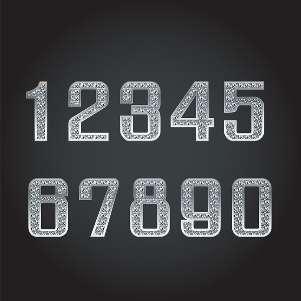 vector silver numbers with diamond