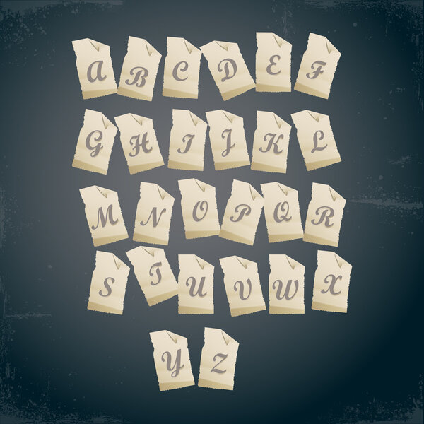 alphabet on paper, vector illustration