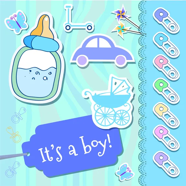 Vektor Baby Boy Grußkarte — Stockvektor