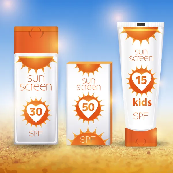 Sun Cream Containers Vector Illustration Royalty Free Stock Illustrations