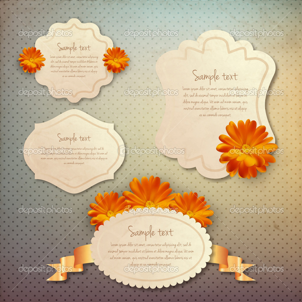 Vintage frames set with flowers
