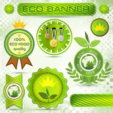 Eco labels with retro vintage design. clipart