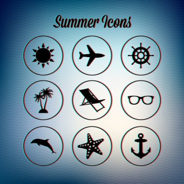 Set of summer icons clipart