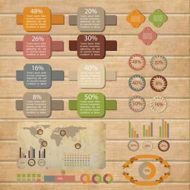 Retro infographics kümesi., vektör çizim