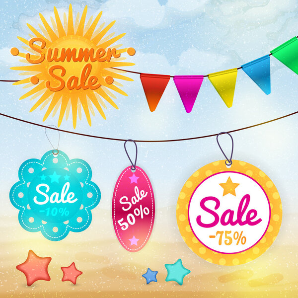 Summer sale badges and labels