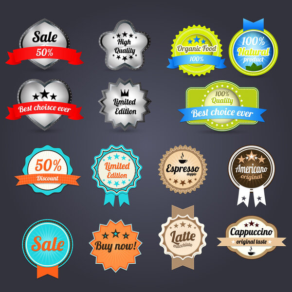 Set Retro Vintage Badges Labels — Stock Vector