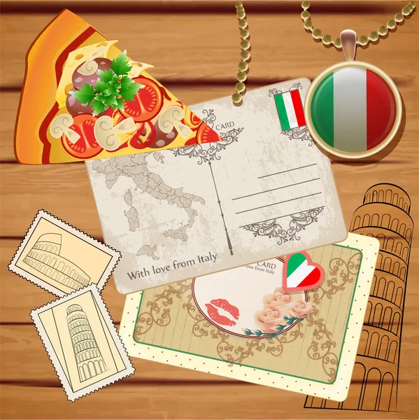 Conjunto Vectorial Viajes Italia — Archivo Imágenes Vectoriales