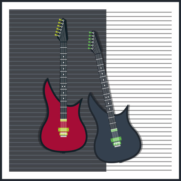 Vector background with electric guitar