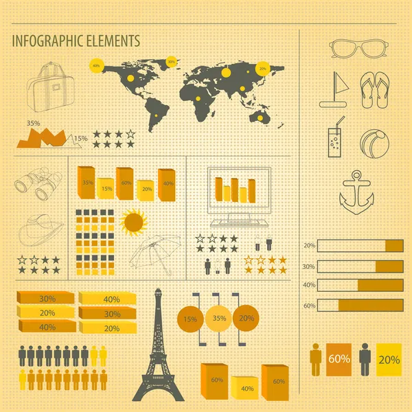 Conjunto Infografías Retro Ilustración Vectorial — Vector de stock