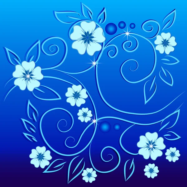 Flores Vintage Sobre Fondo Azul — Vector de stock