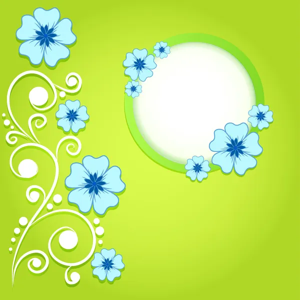 Fondo Verde Con Flores — Vector de stock