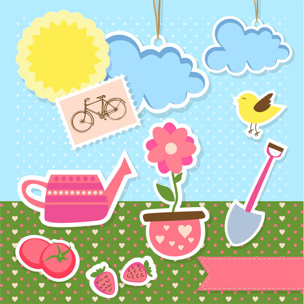 Background with garden items