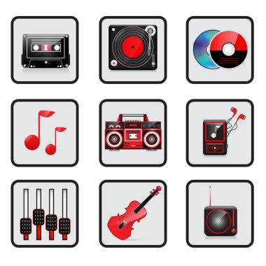 Music, audio icon set. Vector clipart