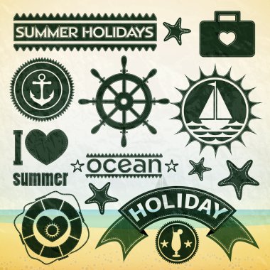 Summer holiday icons. Vector clipart