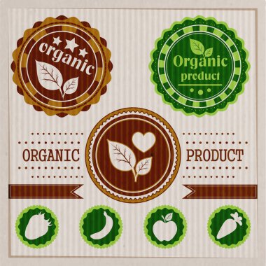Collection of vintage grunge bio and eco labels natural products clipart