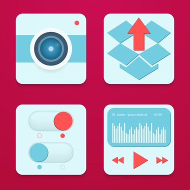 Typical mobile phone apps and services icons. clipart