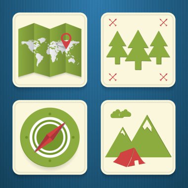 Vector travel icons. Retro style clipart