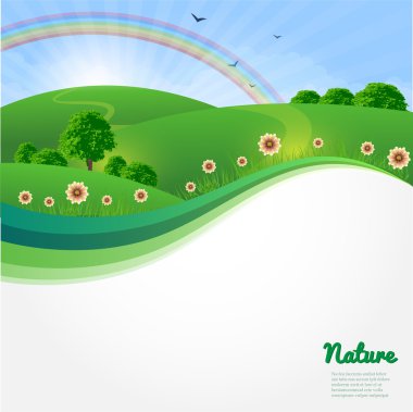 Summer sunny landscape. Nature vector clipart
