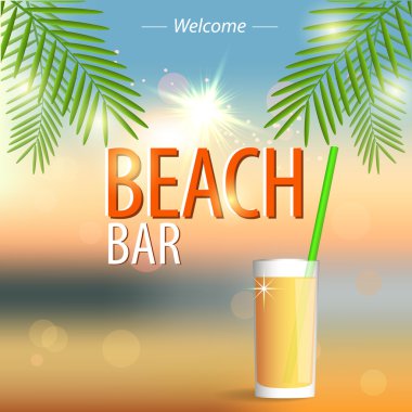 Beach Bar poster. Vector background. clipart