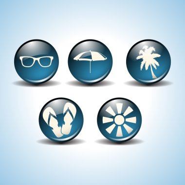Beach icons. Vector illustration. clipart