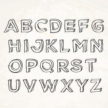 Hand drawn vector alphabet clipart