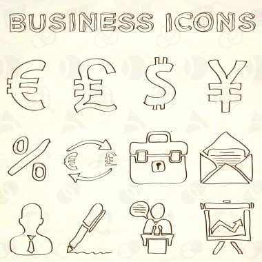 Hand drawn business doodles. Vector clipart