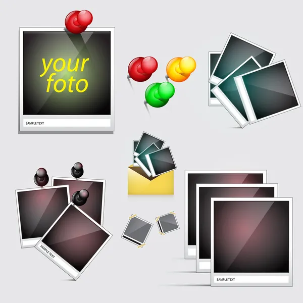 Conjunto Iconos Vectoriales Foto Instantánea Con Pin — Vector de stock