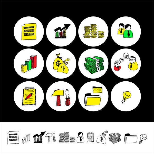 Cartoon Finance & Money Icon set. Vector
