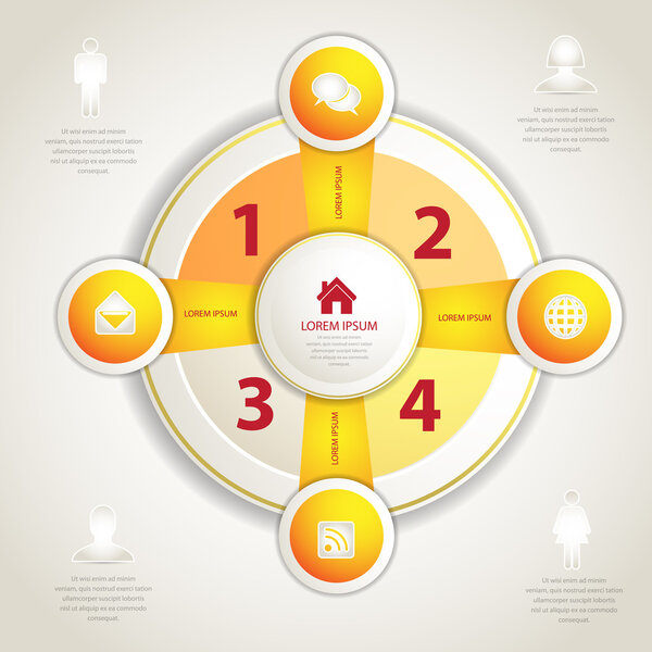 Четыре бизнес-шага, векторная иллюстрация
