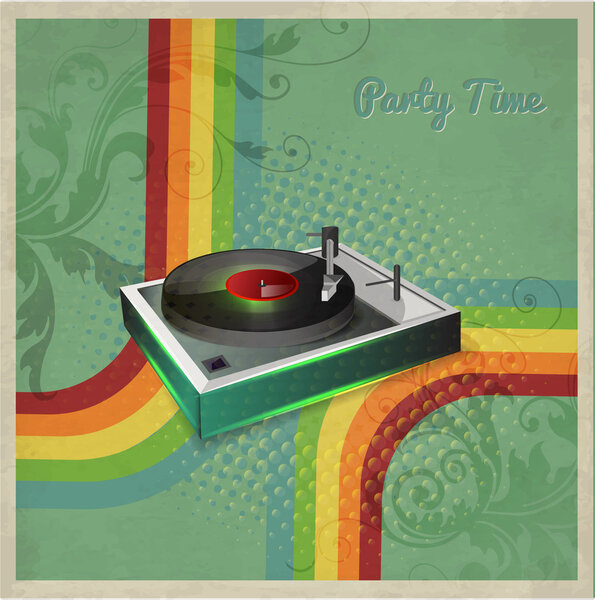 Vector vinyl player, vector illustration