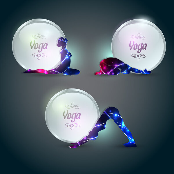 Icons different yoga positions. Vector illustration.