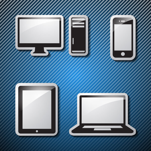 Set of monitor, tablet and smart phone. Vector