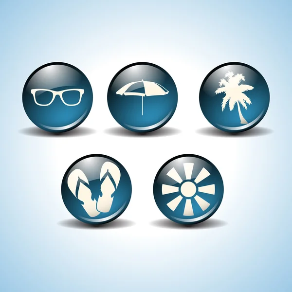 Iconos Playa Ilustración Vectorial — Vector de stock