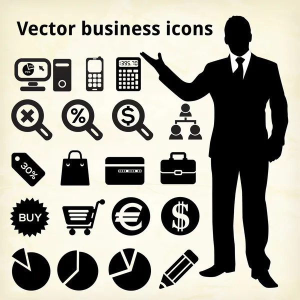 Iconos Negocios Ilustración Vectorial — Vector de stock