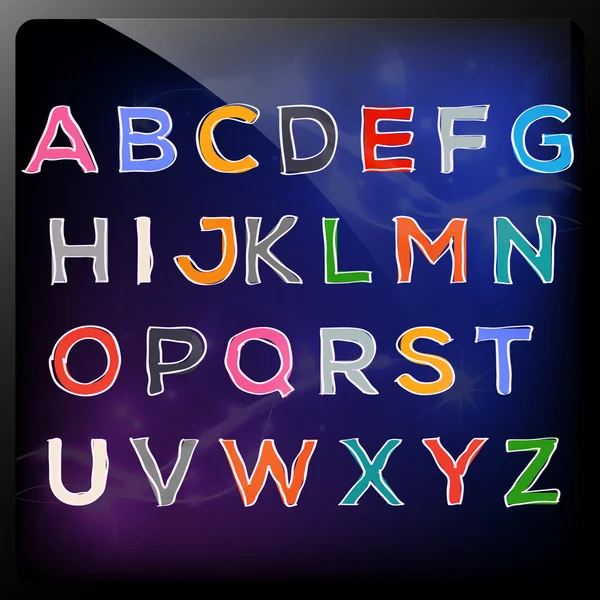Handgezeichnete Bunte Abc Buchstaben Vektor — Stockvektor