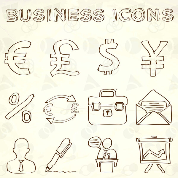 Hand drawn business doodles. Vector