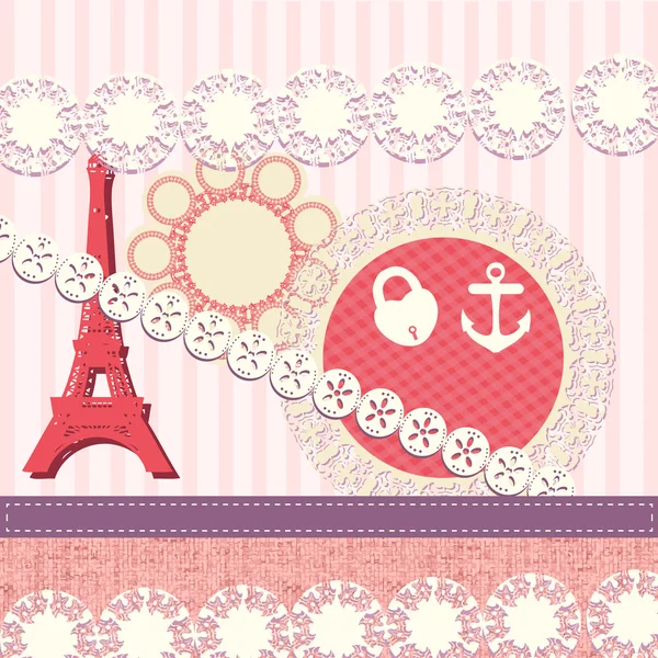 Cute Scrapbook Elements French Style — Stock Vector