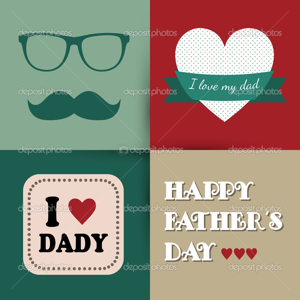 Happy fathers day vintage card. Vector
