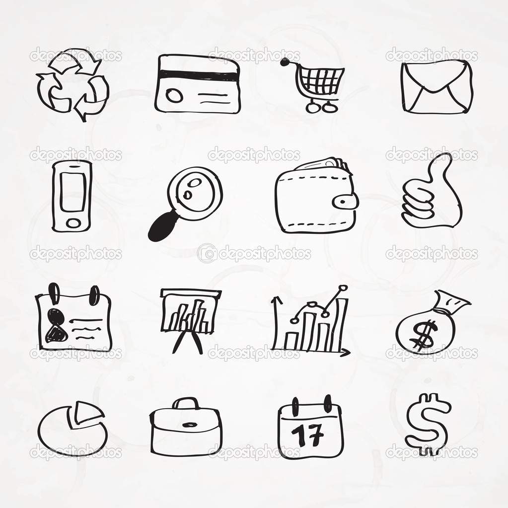 Hand drawn business doodles. Vector
