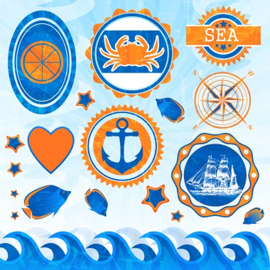 Vector set of sea emblems clipart