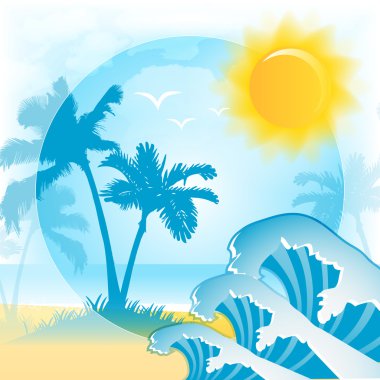 Vector background with summer beach clipart