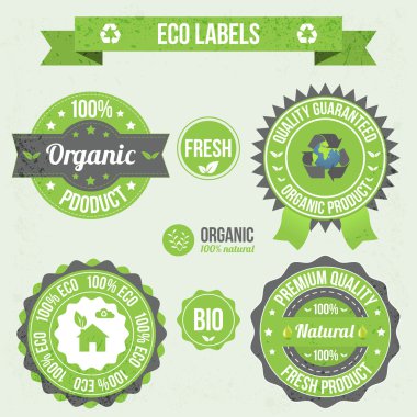 Eco labels with retro vintage design. clipart