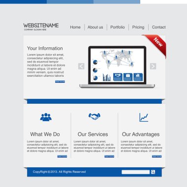 Blue business website template clipart