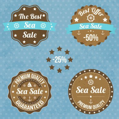 Set of vintage retro nautical badges and labels clipart