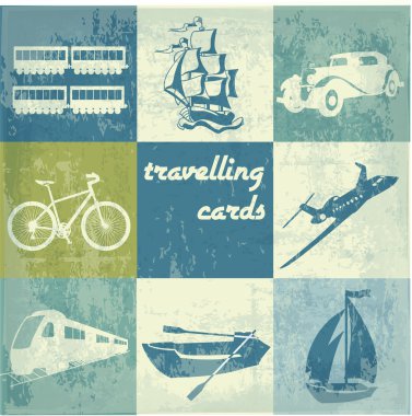 Vintage traveling cards vector illustration   clipart