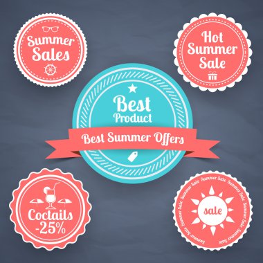 Summer sale design emblems set clipart