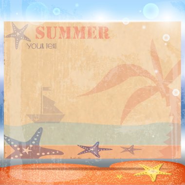 Vintage summer postcard vector illustration   clipart