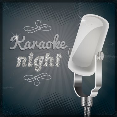 Karaoke night poster vector illustration   clipart