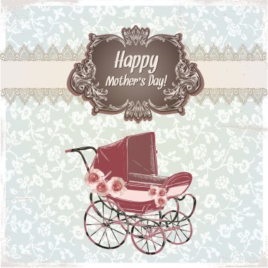 Vintage happy Mother's Day card clipart
