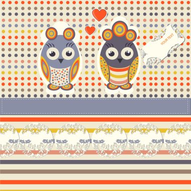 Vintage illustration of funny owls clipart